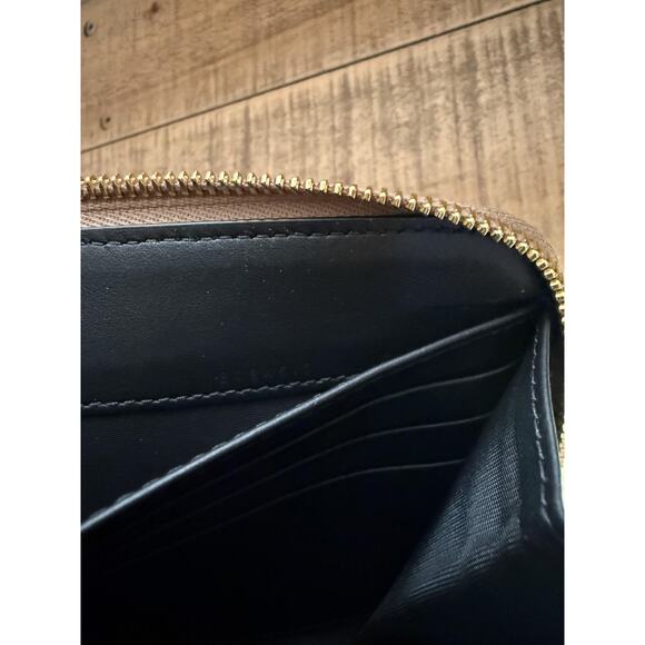 Burberry Wallet Womens Large Zip Around Dark Canvas Blue Check Leather Italy New - Picture 7 of 10